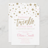Twinkle Twinkle Little Star Baby shower Invite Kaart (Voorkant / Achterkant)