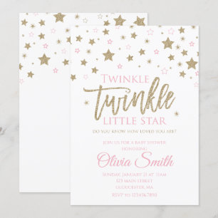 Twinkle Twinkle Little Star Baby shower Invite Kaart