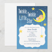 Twinkle Twinkle Little Star Baby shower Invite Kaart (Voorkant / Achterkant)