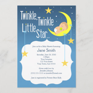 Twinkle Twinkle Little Star Baby shower Invite Kaart