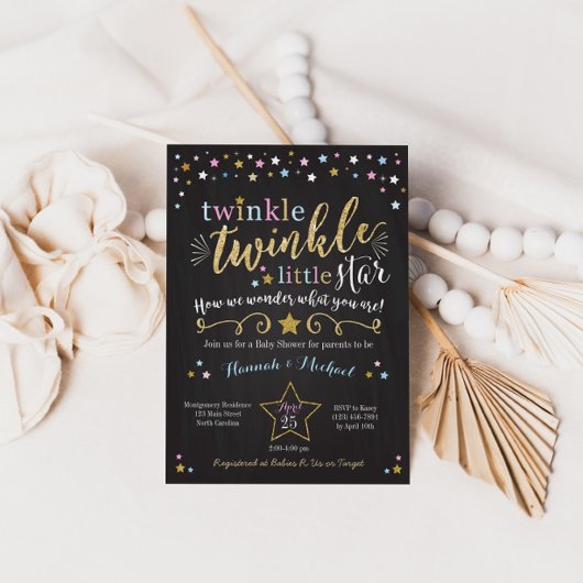 Twinkle Twinkle Little Star Baby shower Invite Kaart
