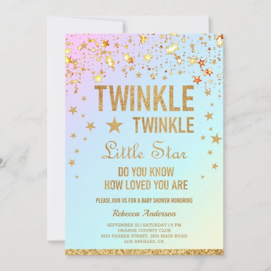 Twinkle Twinkle Little Star Baby shower Kaart (Voorkant)