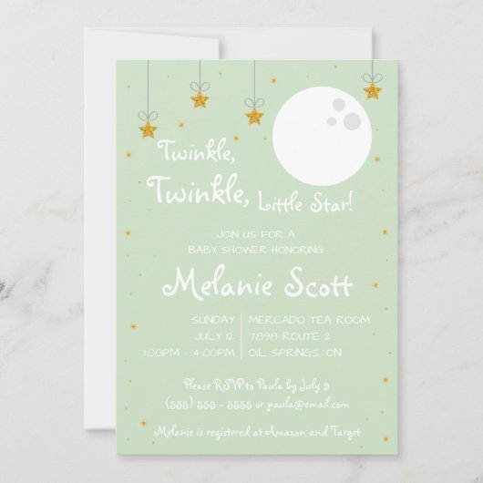 Twinkle, Twinkle, Little Star. Baby Shower Kaart (Voorkant)