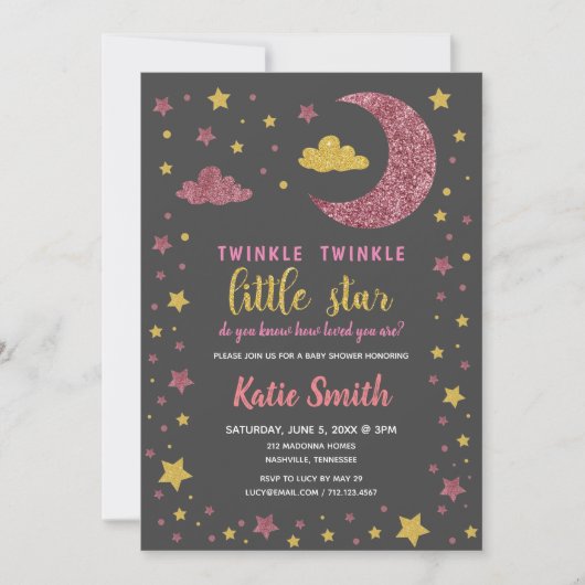 Twinkle Twinkle Little Star Baby shower Kaart (Voorkant)