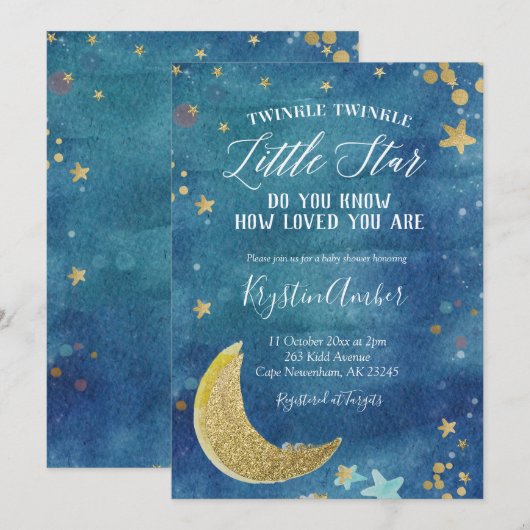 Twinkle Twinkle Little Star Baby shower Kaart (Voorkant / Achterkant)
