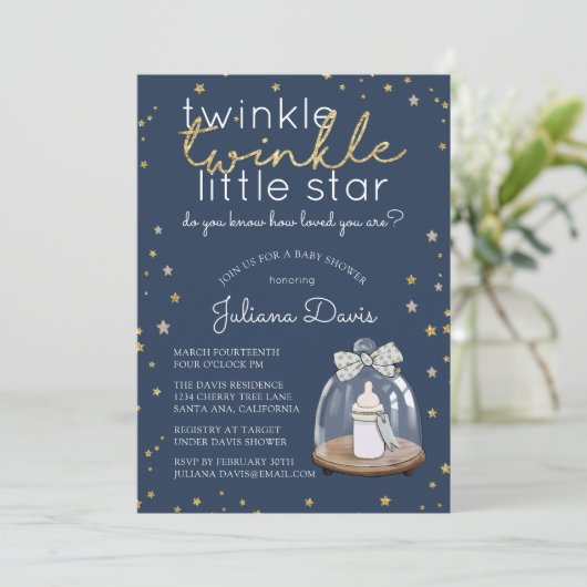 Twinkle Twinkle Little Star Baby shower Kaart (Staand voorkant)