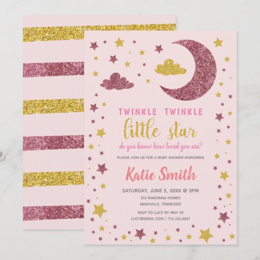 Twinkle Twinkle Little Star Baby shower Kaart (Voorkant / Achterkant)