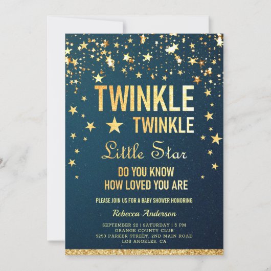Twinkle Twinkle Little Star Baby shower Kaart (Voorkant)