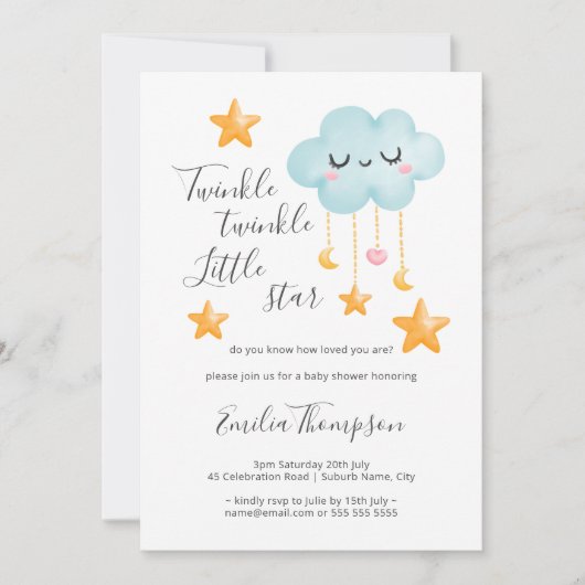 Twinkle Twinkle Little Star Baby shower Kaart (Voorkant)