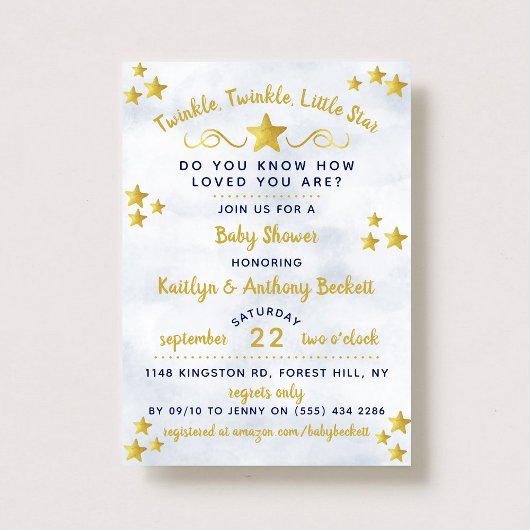Twinkle Twinkle Little Star Baby shower Kaart