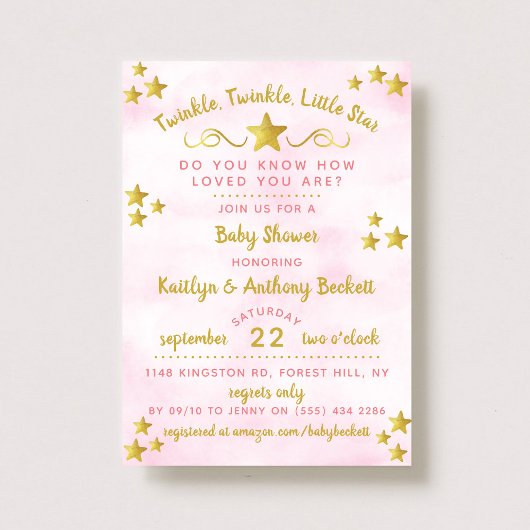 Twinkle Twinkle Little Star Baby shower Kaart