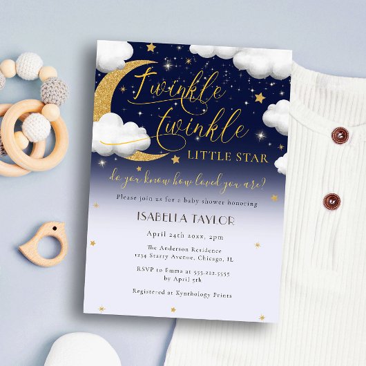 Twinkle Twinkle Little Star Baby shower Kaart