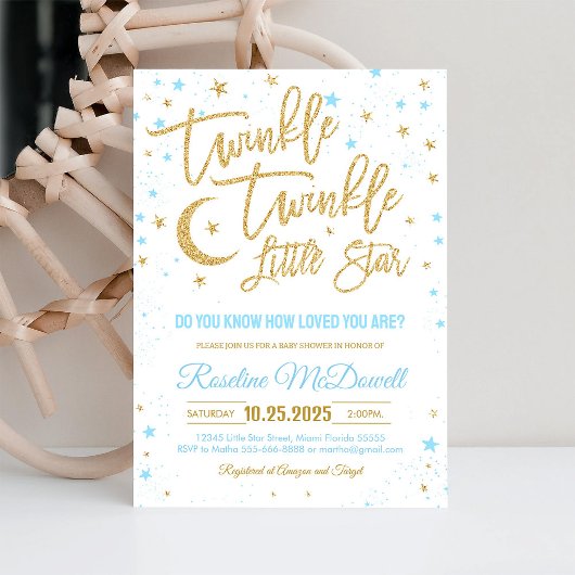 Twinkle Twinkle Little Star Baby shower Kaart