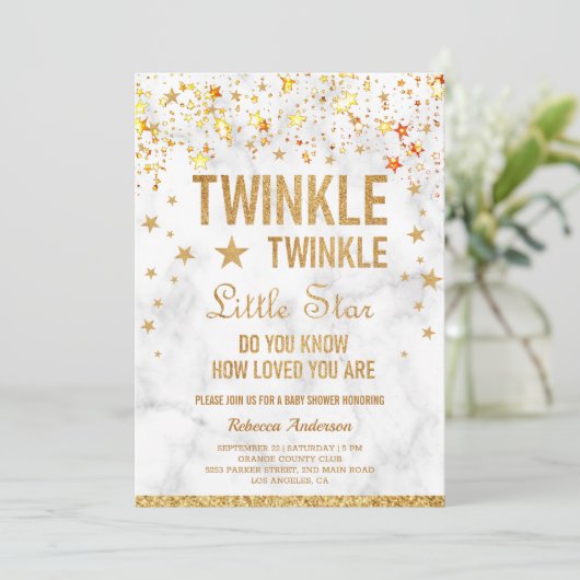 Twinkle Twinkle Little Star Baby shower Kaart (Staand voorkant)