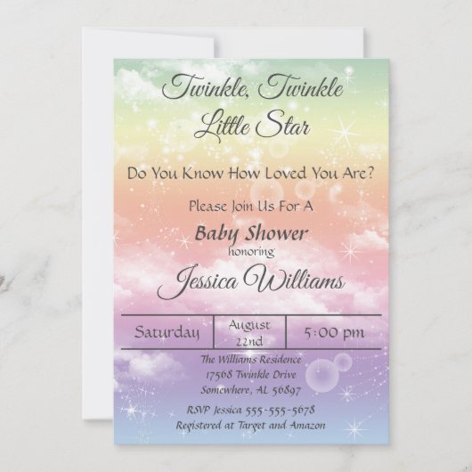 Twinkle Twinkle Little Star Baby shower Kaart (Voorkant)