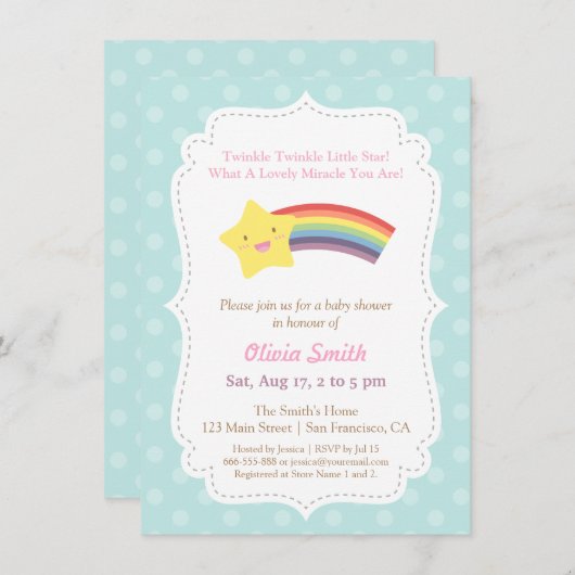 Twinkle Twinkle Little Star Baby shower Kaart (Voorkant / Achterkant)