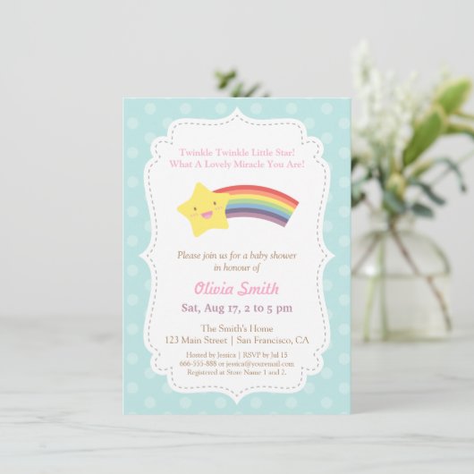 Twinkle Twinkle Little Star Baby shower Kaart (Staand voorkant)