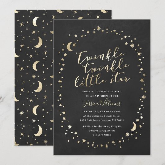 Twinkle twinkle little star Baby shower Kaart (Voorkant / Achterkant)