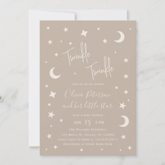 Twinkle Twinkle Little Star Baby Shower Kaart (Voorkant)