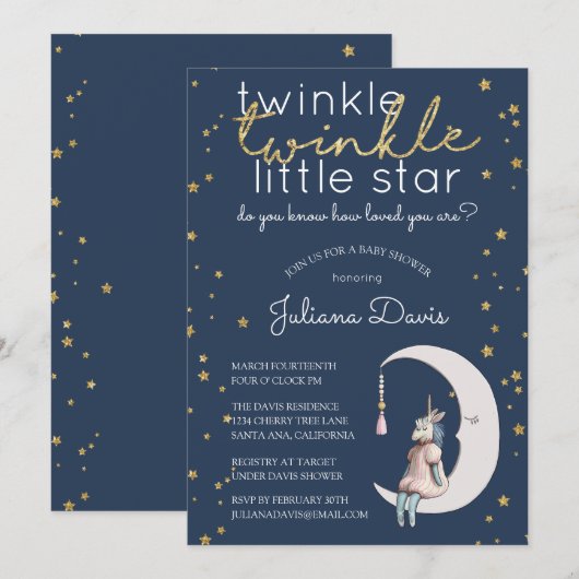 Twinkle Twinkle Little Star Baby shower Kaart (Voorkant / Achterkant)