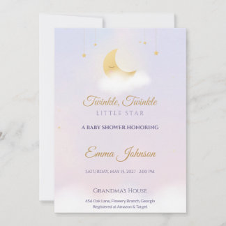 Twinkle Twinkle Little Star Baby Shower, Lavendel Kaart