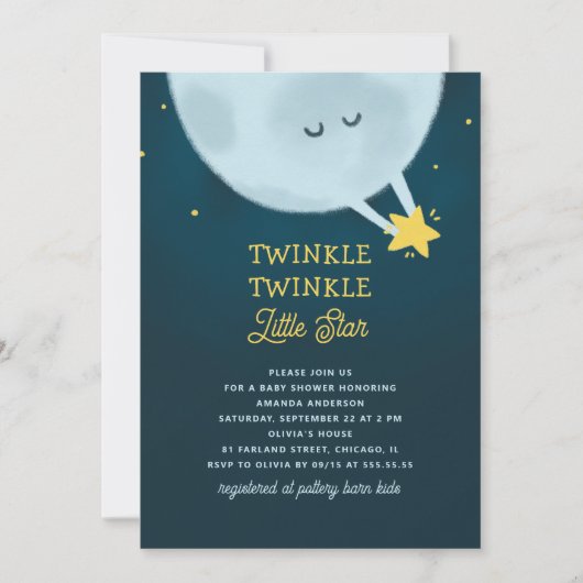 Twinkle Twinkle Little Star Baby shower | Maan Kaart (Voorkant)