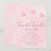 Twinkle Twinkle Little Star Baby shower Meisje Roz Kaart (Voorkant / Achterkant)
