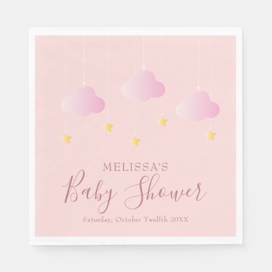 Twinkle Twinkle Little Star Baby shower Meisje Roz Servet (Voorkant)