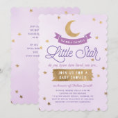 Twinkle Twinkle Little Star | Baby shower | Paars Kaart (Voorkant / Achterkant)