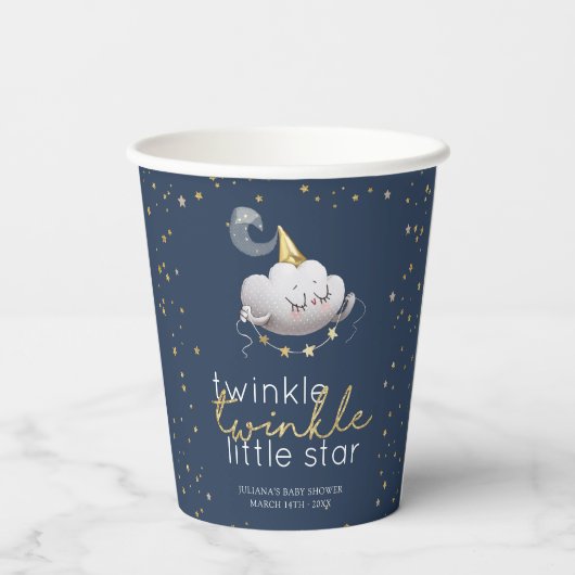 Twinkle Twinkle Little Star Baby shower Papieren Bekers (Achterkant)