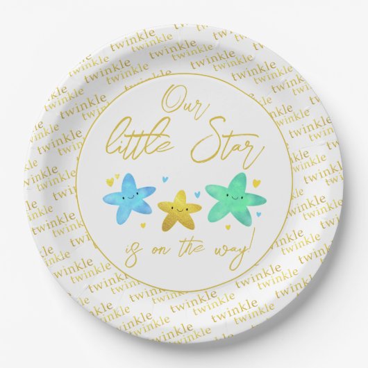Twinkle Twinkle Little Star Baby shower Papieren Bordje (Voorkant)