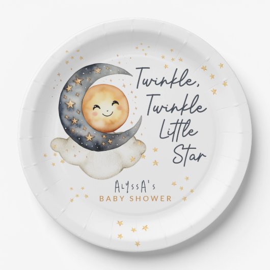 Twinkle Twinkle Little Star Baby shower Papieren Bordje (Voorkant)
