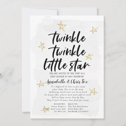 Twinkle Twinkle Little Star Baby Shower per post Kaart (Voorkant)