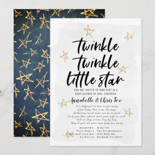 Twinkle Twinkle Little Star Baby Shower per post Kaart (Voorkant / Achterkant)