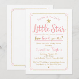 Twinkle Twinkle Little Star Baby shower Pink Gold Kaart