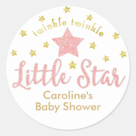 Twinkle Twinkle Little Star Baby shower Pink Gold Ronde Sticker