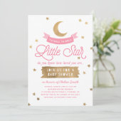 Twinkle Twinkle Little Star | Baby Shower | Roze Kaart (Staand voorkant)