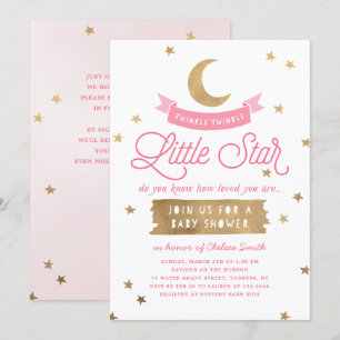 Twinkle Twinkle Little Star   Baby shower   Roze Kaart