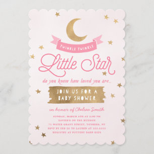 Twinkle Twinkle Little Star   Baby shower   Roze Kaart