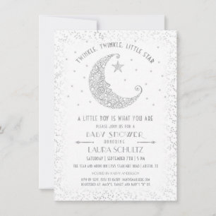 Twinkle Twinkle Little Star Baby shower Silver Kaart