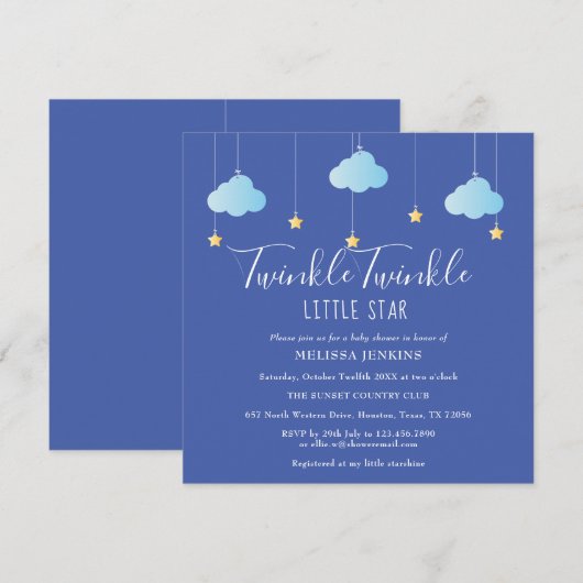 Twinkle Twinkle Little Star Baby shower / Sprinkle Kaart (Voorkant / Achterkant)