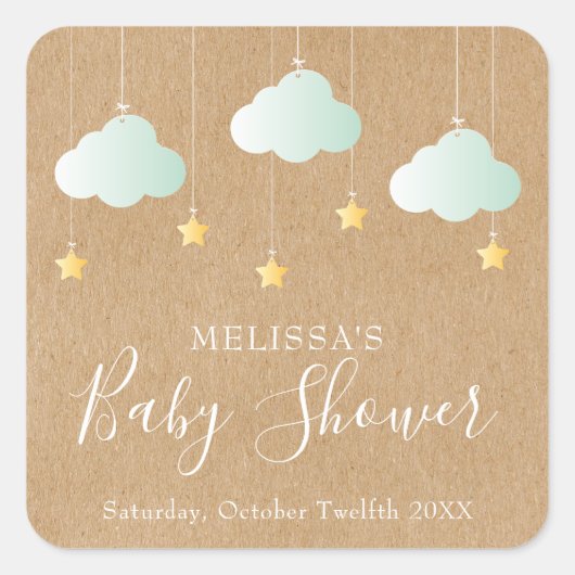 Twinkle Twinkle Little Star Baby shower / Sprinkle Vierkante Sticker (Voorkant)