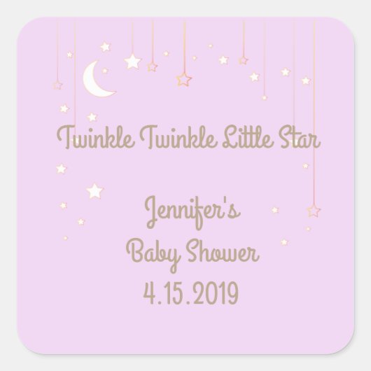Twinkle Twinkle Little Star Baby shower Stickers (Voorkant)