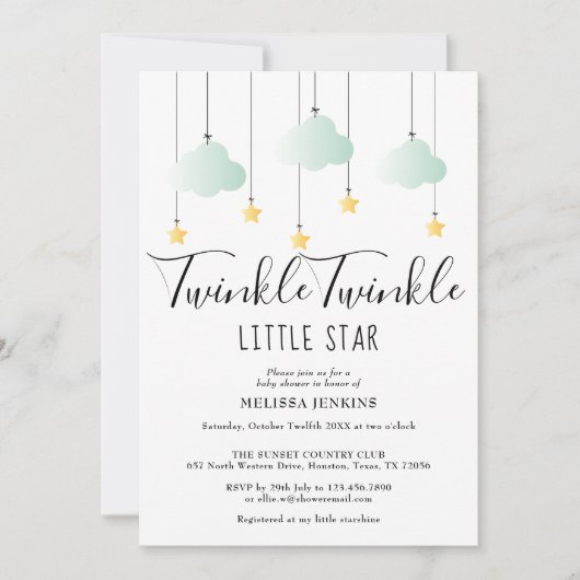 Twinkle Twinkle Little Star Baby Shower Strooiing Kaart (Voorkant)