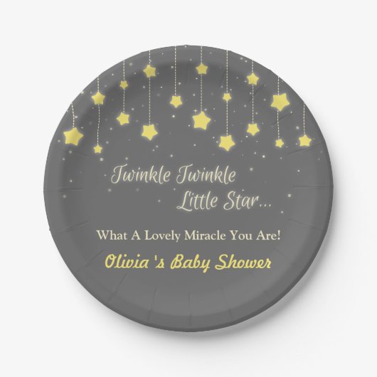 Twinkle Twinkle Little Star Baby shower Supply Papieren Bordje (Voorkant)
