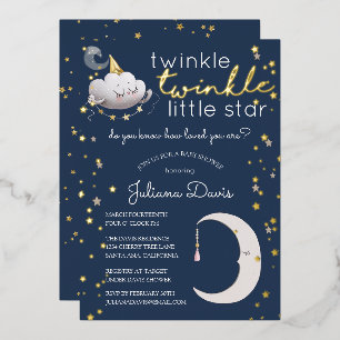 Twinkle Twinkle Little Star Baby Shower Uitnodigin Folie Uitnodiging