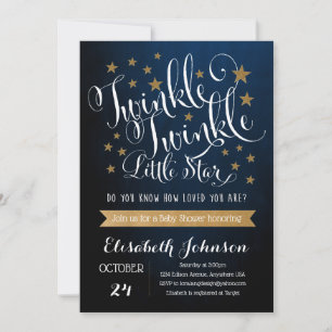 Twinkle Twinkle Little Star Baby Shower Uitnodigin Kaart