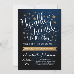 Twinkle Twinkle Little Star Baby Shower Uitnodigin Kaart