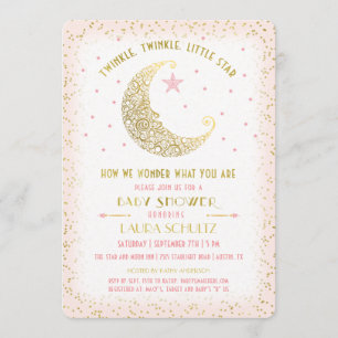 Twinkle Twinkle Little Star Baby Shower Uitnodigin Kaart