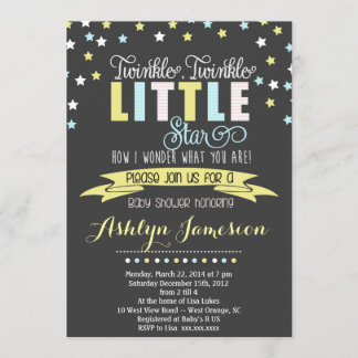 Twinkle Twinkle Little Star Baby Shower Uitnodigin Kaart